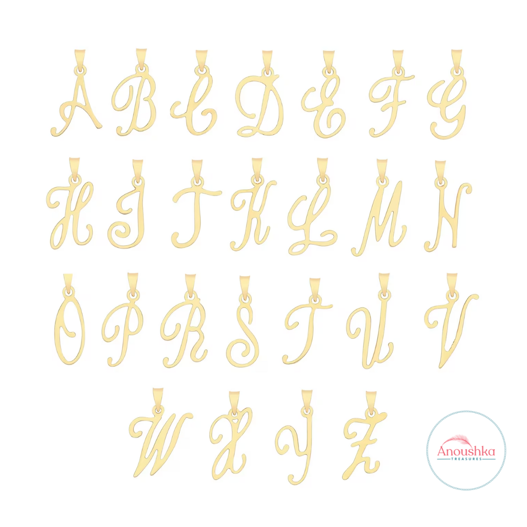 Frameless Script Italics, Initials Pendants