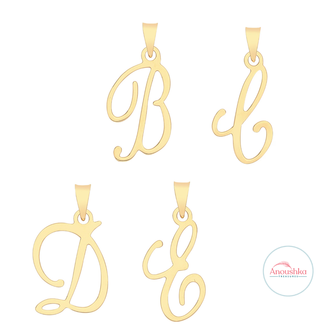 Frameless Script Italics, Initials Pendants