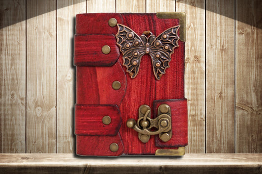 Large Leather Red Butterfly Journal Notebook Diary Sketch Book /Butterfly Journal/Christmas Birthday Unisex Gift Mothers day gift