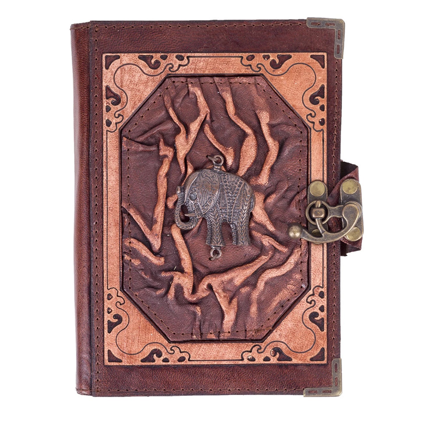 Genuine leather-bound journal notebook featuring tree of life by Anoushka Treasures